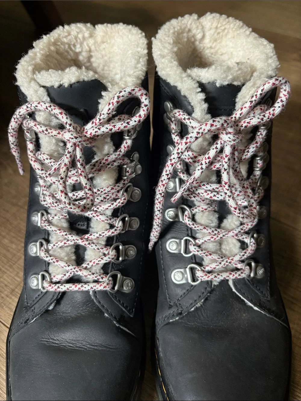 Dr. Martens Black Sherpa-Trim Lace-Up Winter Boots